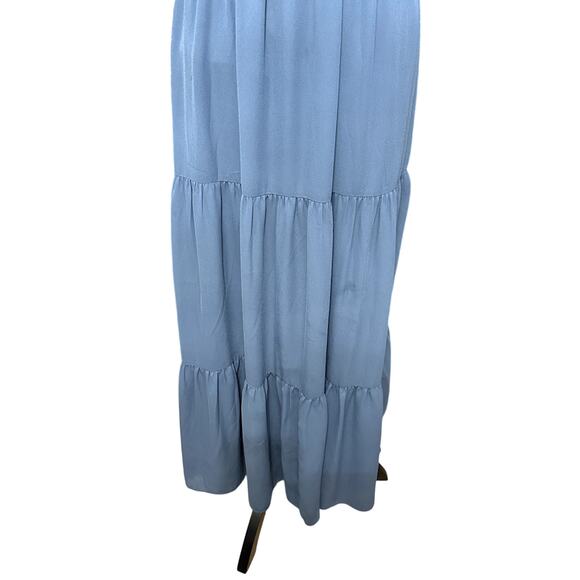 WAYF Talia Tiered Maxi Dress Strapless Smocked Stretchable Bodice Blue W M NWOT - Picture 4 of 9